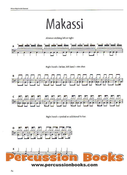 African Rhythms for Drumset Cover;African Rhythms for Drumset Sample 1;African Rhythms for Drumset Sample 2;African Rhythms for Drumset Sample 3