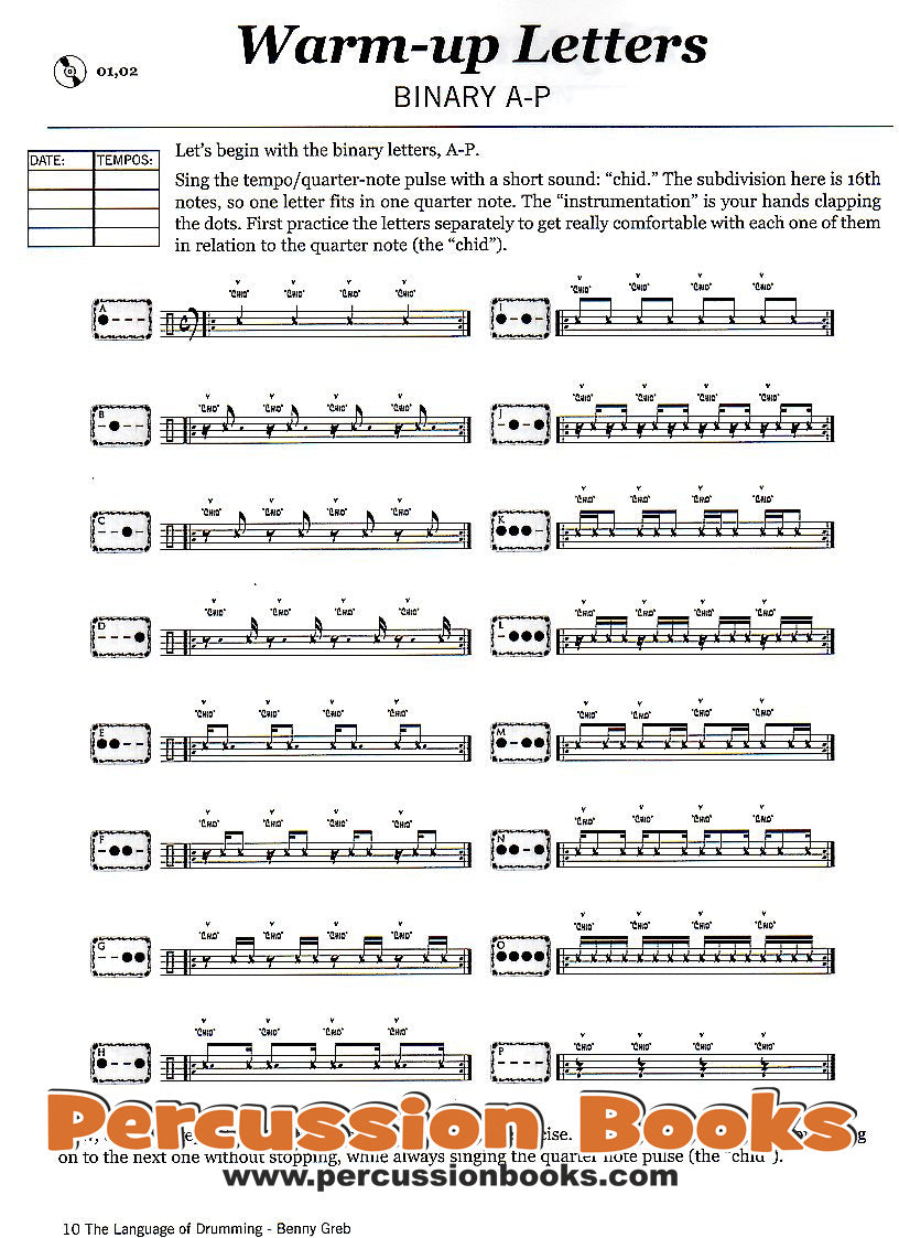 The Language of Drumming Book Cover;The Language of Drumming Book Sample 1;The Language of Drumming Book Sample 2;The Language of Drumming Book Sample 3