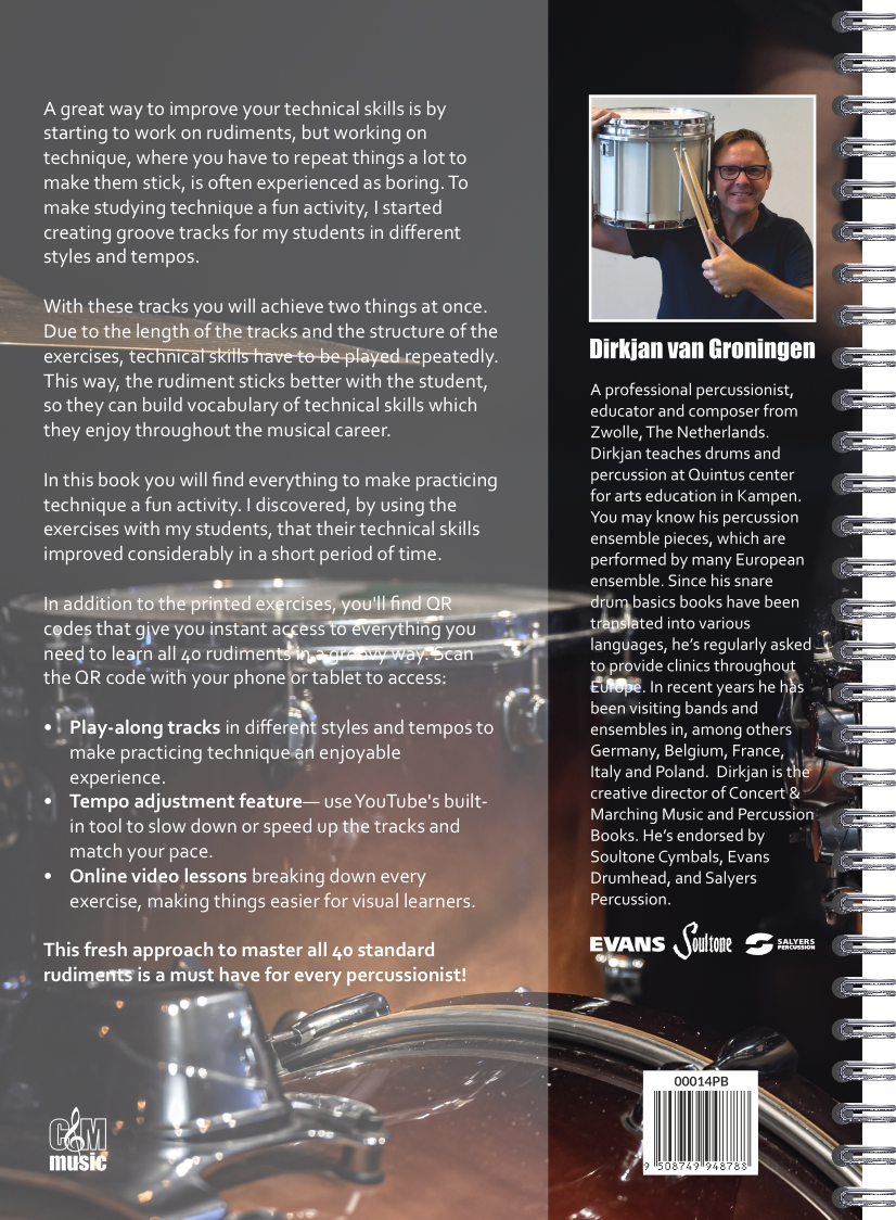Practicing Rudiments & Technique Is Fun! | Dirkjan van Groningen | Back Cover